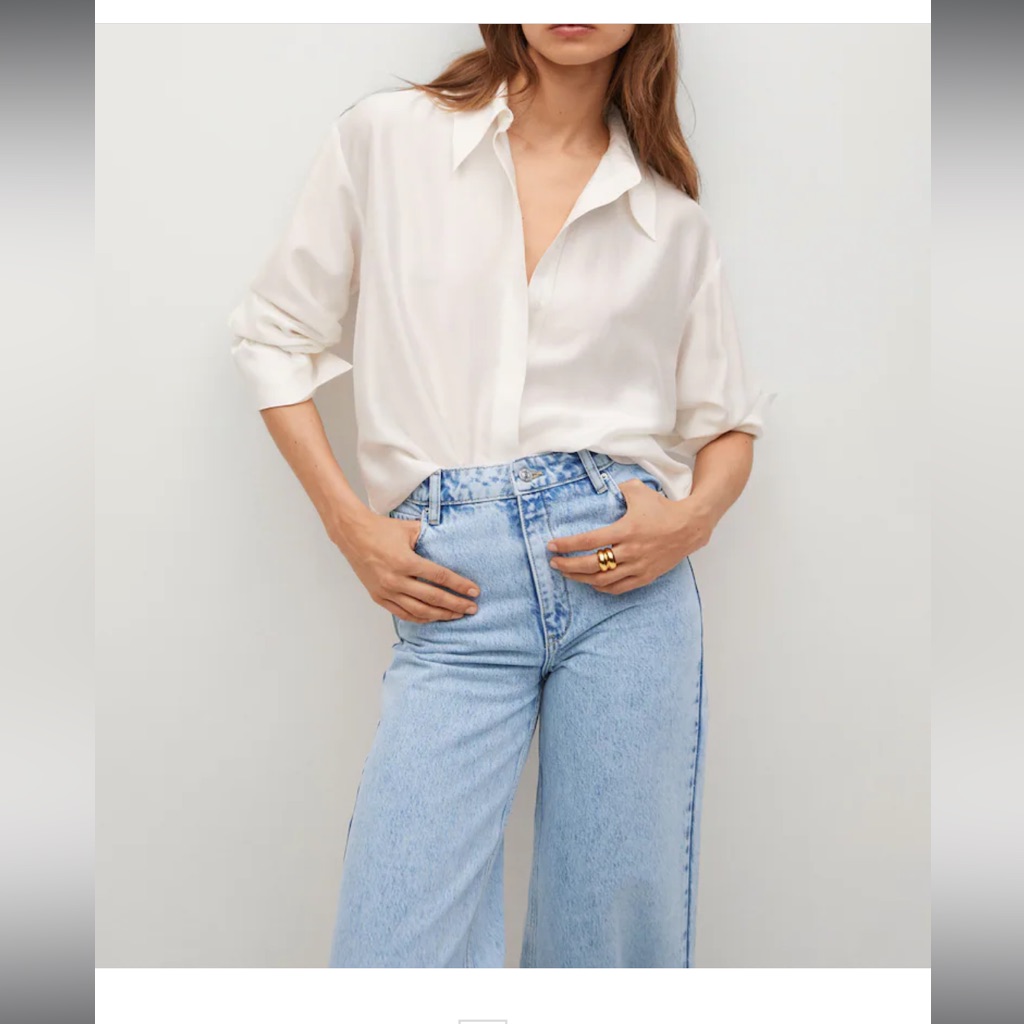 Mango Carol Denim Wade Legs High Waisted Jeans Like Marine Straight